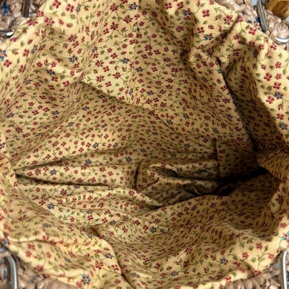 Crocheted Woven Straw/Raffia Handbag with Bamboo-Style Handles - Picture 7 of 7